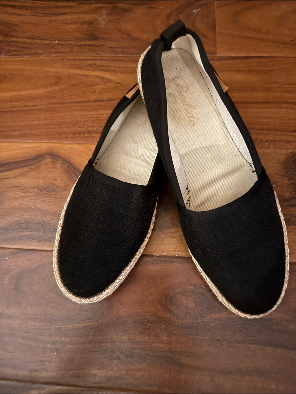 Black Espadrille Flats with Jute Trim